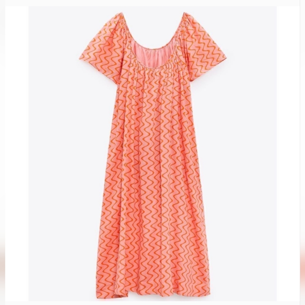 Zara * Maxi Print Dress Pink Flowy Boho - Picture 10 of 11